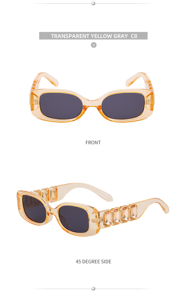 European and American Style Small Frame Sunglasses for Women with Rhinestones, Square Frame Sunglasses for Men, Wholesale Glasses sunglasses