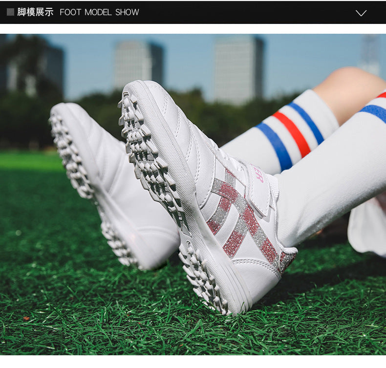 New football shoes for men and women with Velcro for children TF Broken Nail Style Youth Student Grassland Flat Training Shoes