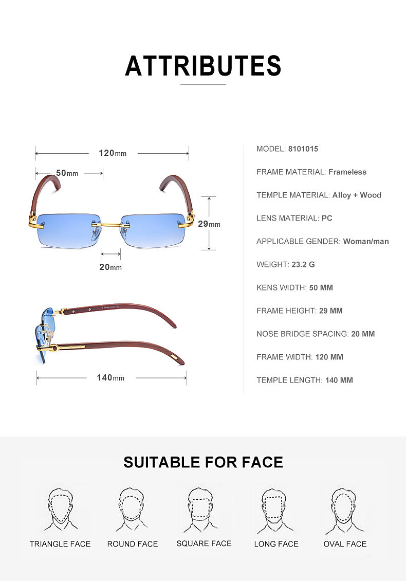 Fashion Sunglasses for Men New Frameless Wooden Leg Slingshot Sunglasses Optical Frame sunglasses