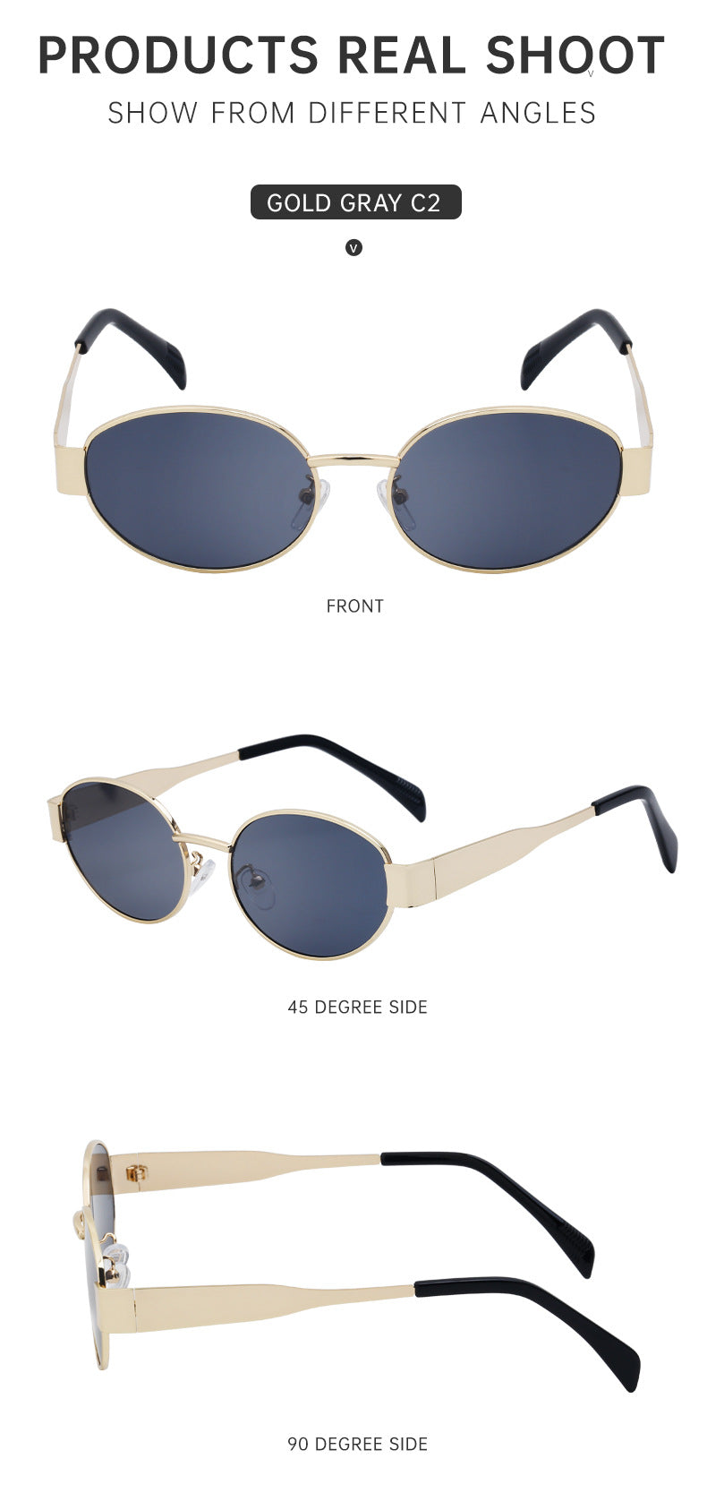 New European and American Fashion Oval Frame Sunglasses for Women High-end Sunglasses for Women Trendy Sunscreen Wholesale sunglass