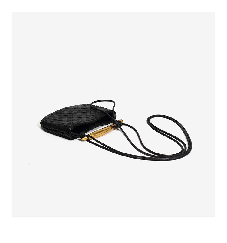 European and American Handmade Woven Bag Sardine Bag Niche Design Dumpling Bag Women's Metal Handbag Shoulder Bag Crescent Bag