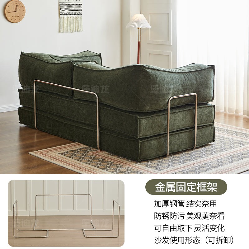 Vintage Fabric Sofa Bed for Small Apartments, Living Room, Bedroom, Home Use, Foldable, Washable, Dual-Purpose for Two or Three People, Modular Sofa