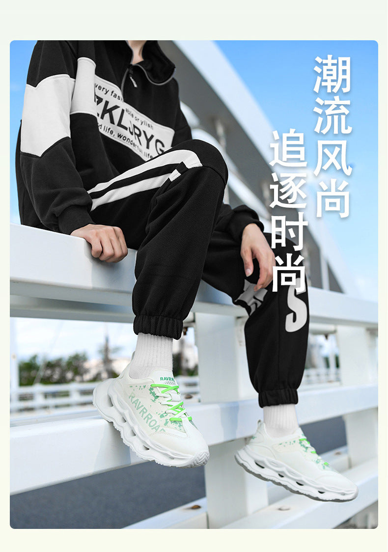 2025New Year's New Rebound Shock Absorption Sports Shoes Men's Fashion Retro Leather Dad Shoes Comfortable Wear-Resistant Running Shoes