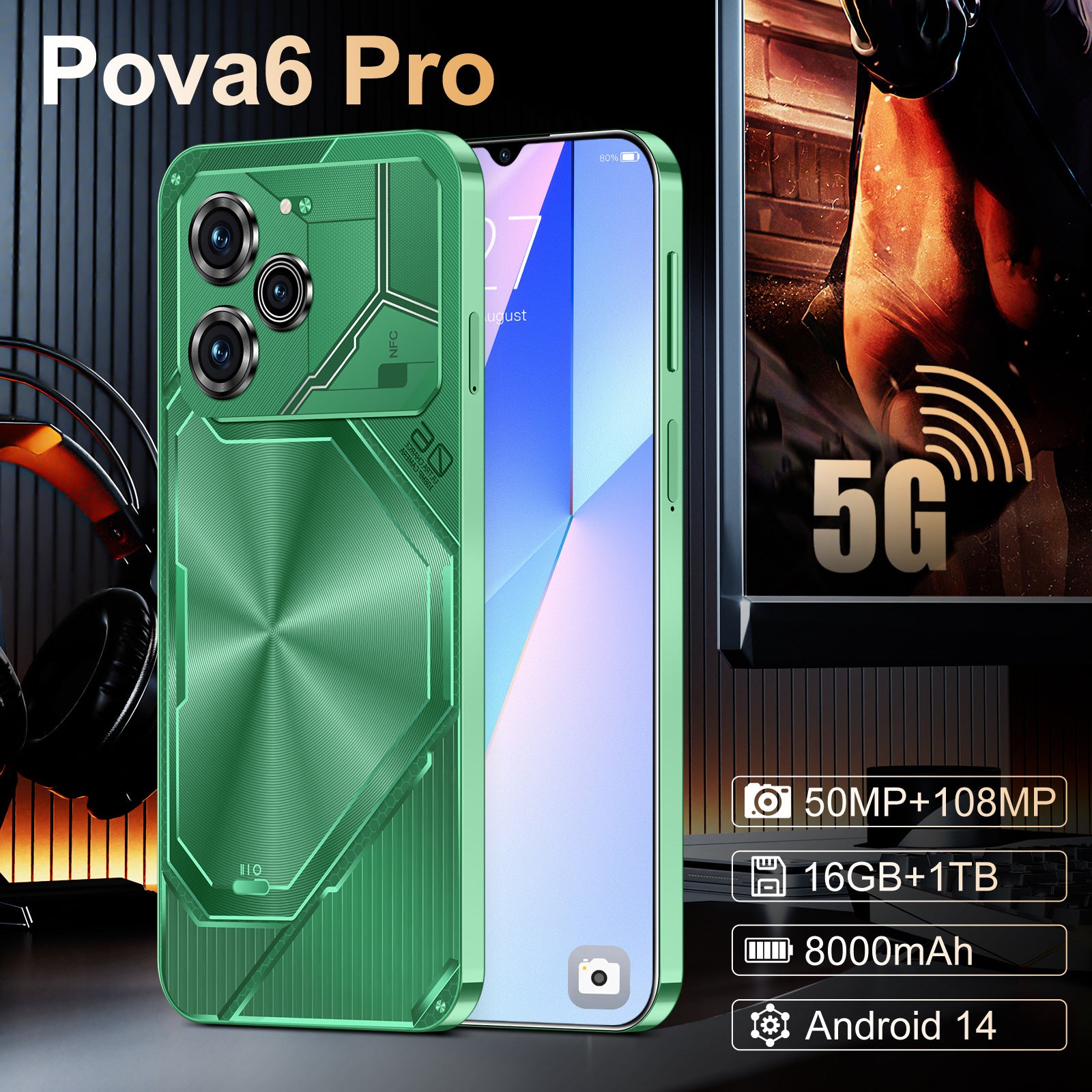 New In-Stock Mobile Phones Pova6 Pro Android Large Screen16+1T smartphone factory price(Popular)