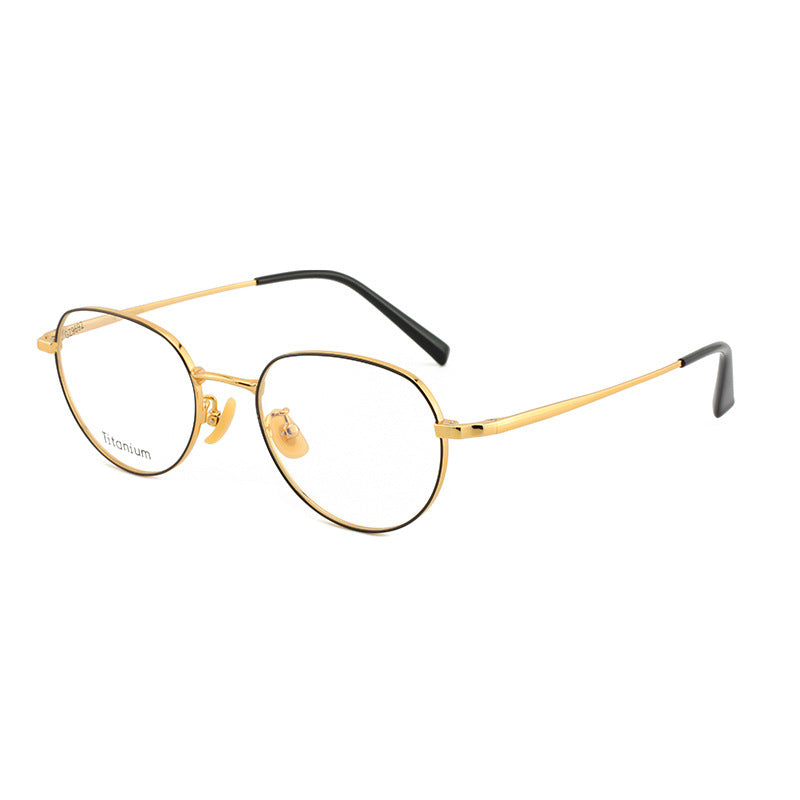 New Retro Half Titanium Glasses Frame Circle Frame Unisex Glasses Metal Frame Lightweight Retro Style