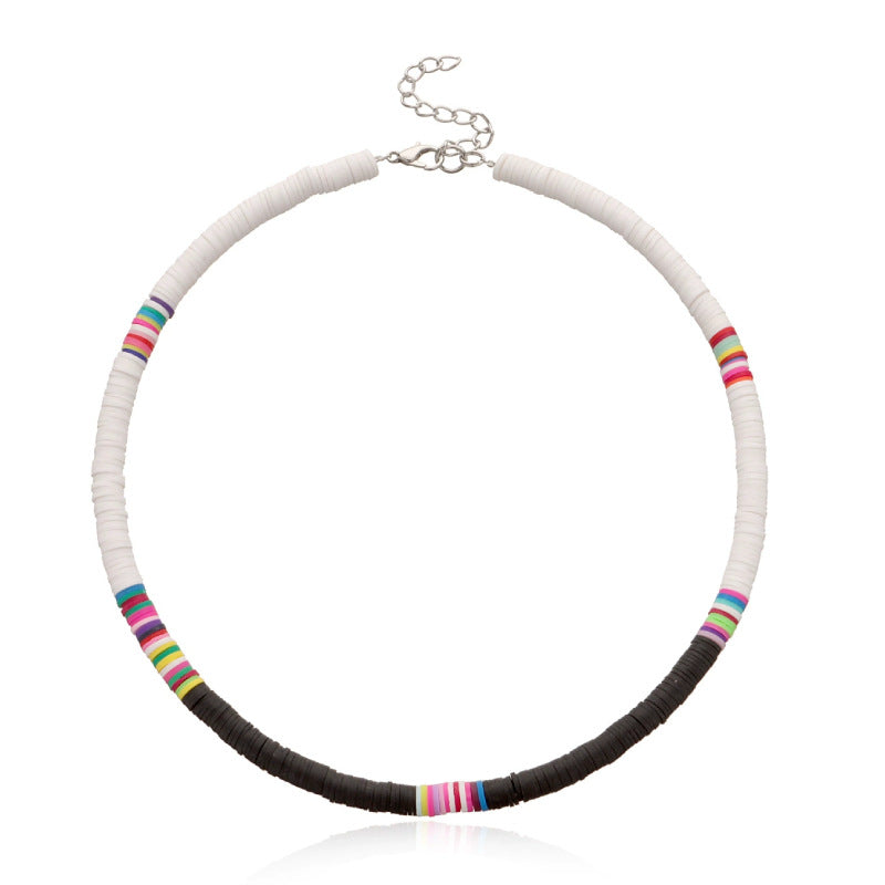 Hawaiian Women's Collarbone Chain6mm Colorful Soft Clay Lobster Clasp Chain Necklace Beach Soft Clay Necklace