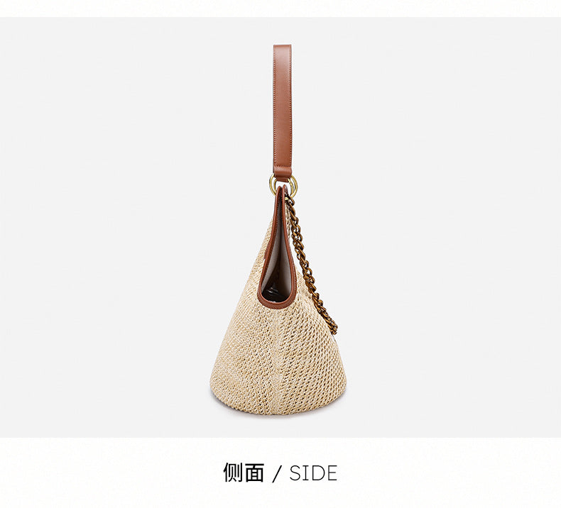 Straw Bag Large Capacity Fashion Women's Bag New Handmade Woven Tote Bag Vacation Style Beach Women's Bag