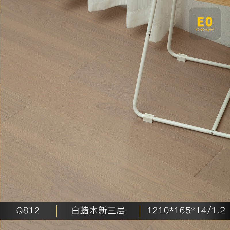 1.2mm White Ash Natural Wood Veneer New Three-Layer Solid Wood Composite Floor Heating Home Eco-Friendly Flooring Package Installation for Entry