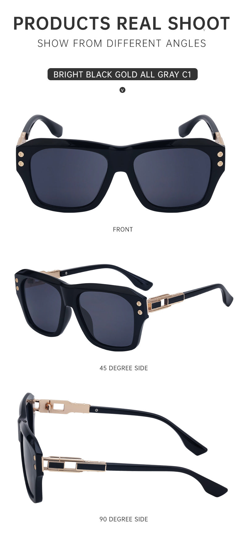 European and American Fashion Large Square Frame Sunglasses for Men High-end Sun Protection Sunglasses Men's Trendy Glasses sunglasses