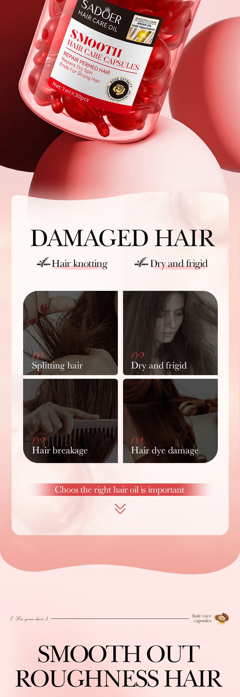 Full English Nut Oil Hair Care Capsules SADOER Improve Frizz Essential Oil Capsule Conditioner  Wholesale