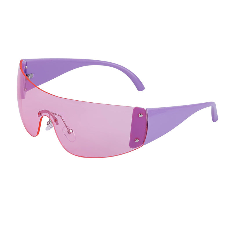 Women's trendy high-end windproof sunglasses Y2K Millennium Frameless Cycling Anti-UV Sunglasses Women's Wholesale