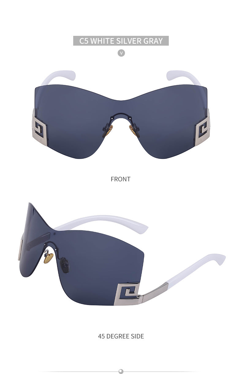 European and American Fashion Frameless Windproof Sunglasses for Women Trendy Large Frame Sunglasses Women's Glasses Wholesale sunglasses