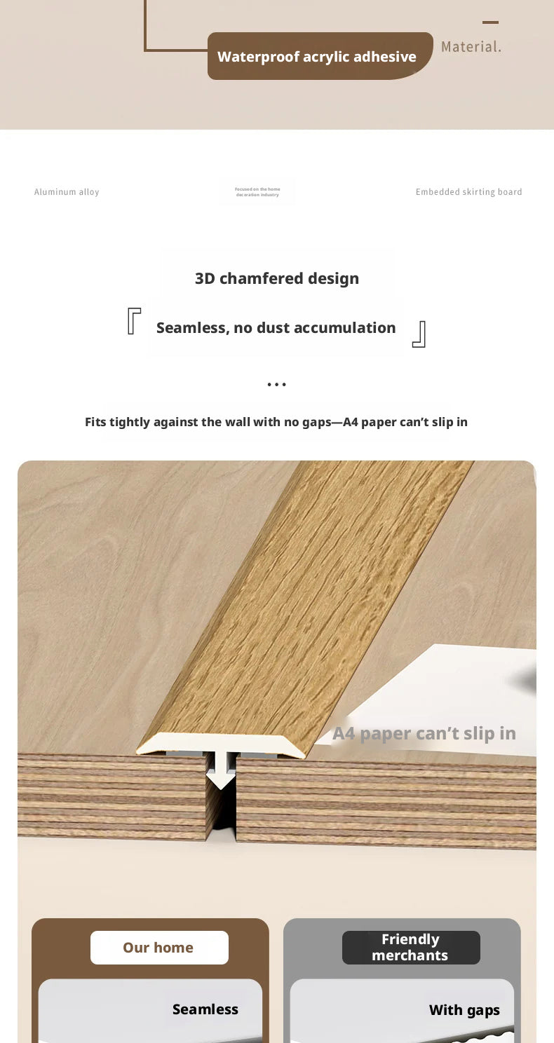 Wood Floor T Flat nail trim strip PVC Edge trim, doorway threshold trim, decorative trim, gap sealing trim
