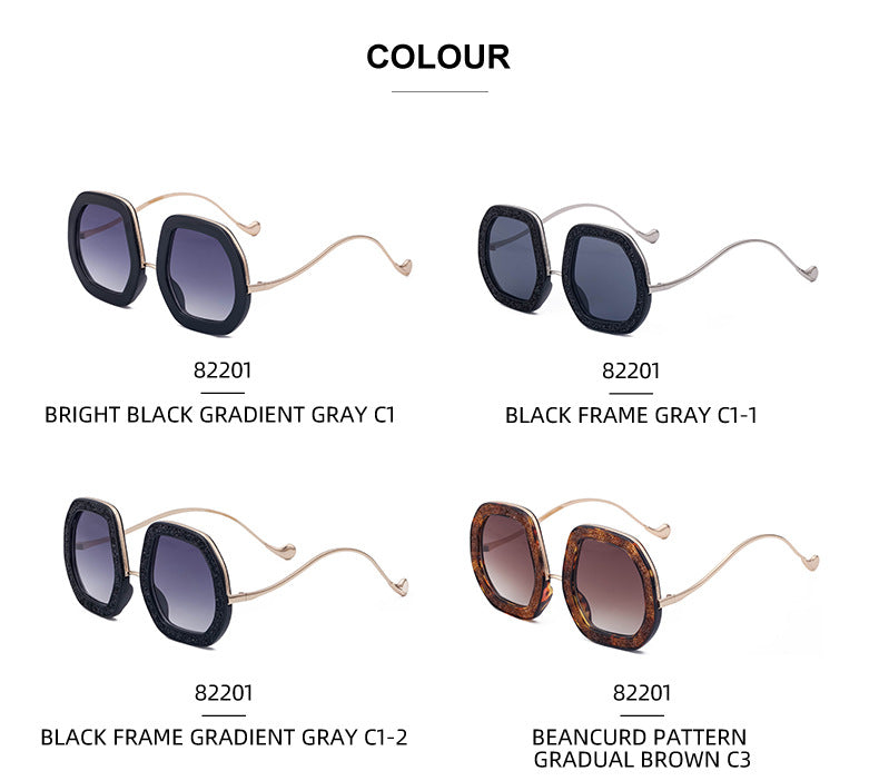 European and American Style Women's Sunglasses with Rhinestones, Irregular Polygonal Large Frame Sunglasses, Trendy High-End Glasses Wholesale