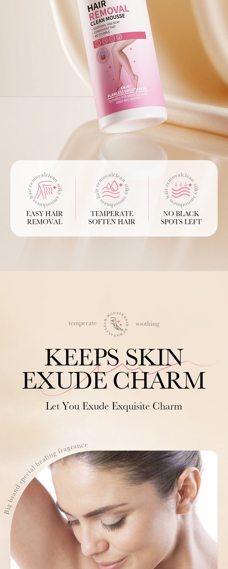 Full English Hair Removal Mousse100gSADOER Hair Removal Non-Irritating Silky Smooth Skin Cleansing Depilatory Cream  Wholesale