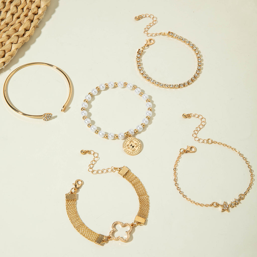 European and American Jewelry High-End Imitation Crystal Butterfly Bracelet Set Fashion Inlaid Diamond Heart Bracelet Wholesale