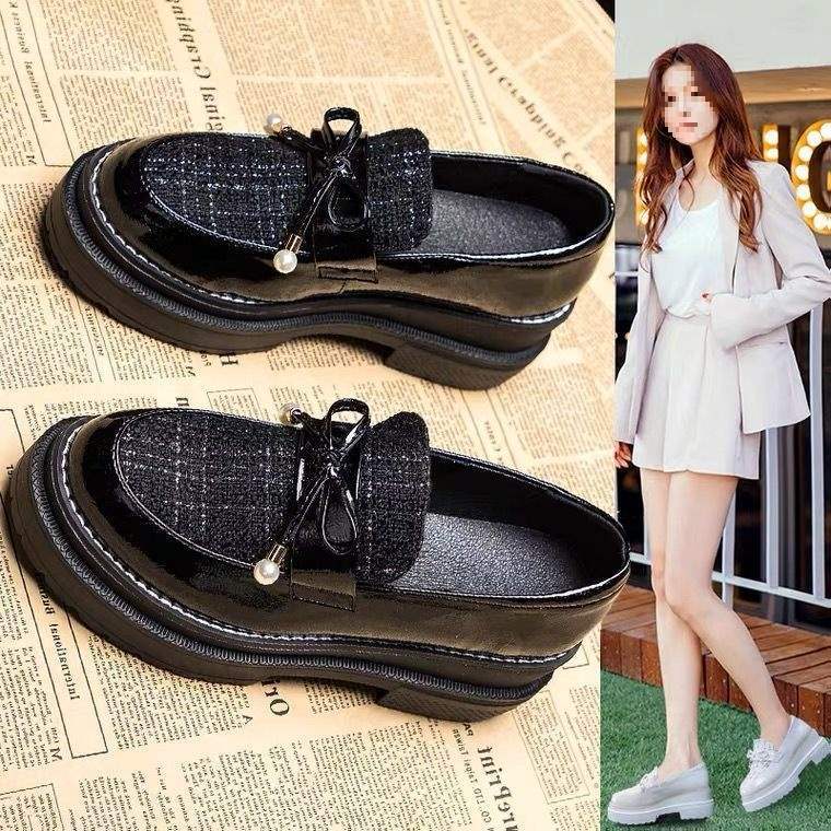 Platform Loafers2025Spring and Autumn New Style Women's Single Shoes Retro British Style Small Leather Shoes Women's Wedge Lazy Shoes