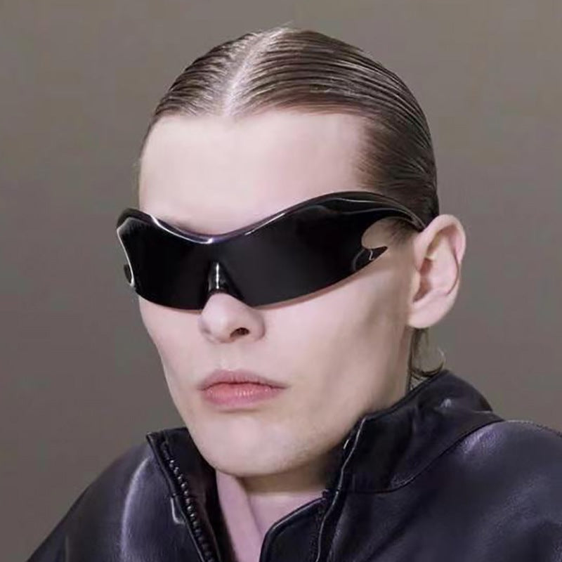 Europe and America Y2K Millennium Sports Windproof Colorful Sunglasses Men's Future Technology Style One-piece Sunglasses Women's Wholesale