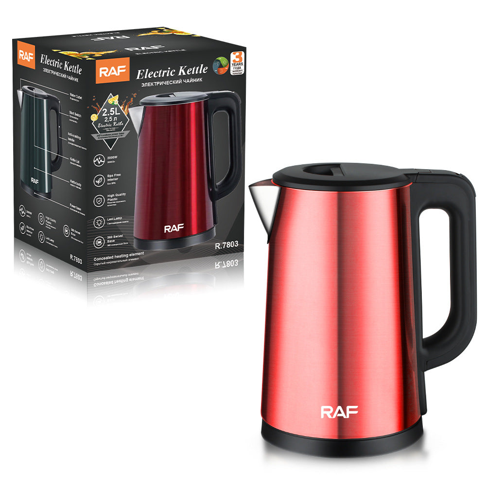 RAF European Standard Electric Kettle Household Water Boiler2.5L High-power double-layer automatic power-off anti-dry burn