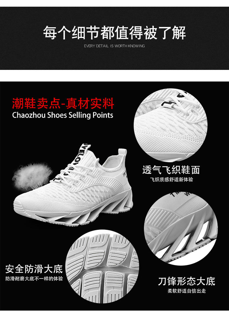 2025Summer New Men's Shoes Non-Slip Blade Shoes Men's Running Shoes Breathable Flyknit Mesh Shoes Sports Casual Shoes