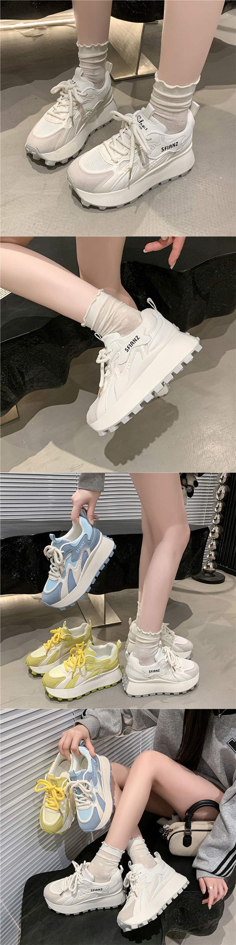 Women's Mesh Forrest Gump Shoes2025New Summer Style Foot-Slimming Versatile Breathable Color-Block Casual Dad Sneakers