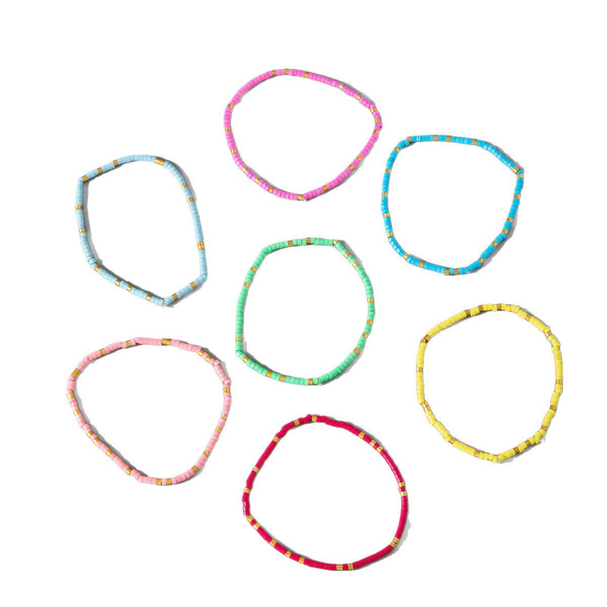 European and American Jewelry Bohemian Simple Colorful Beaded Bracelet  Fashion Dopamine Multi-layer Elastic Bracelet Wholesale