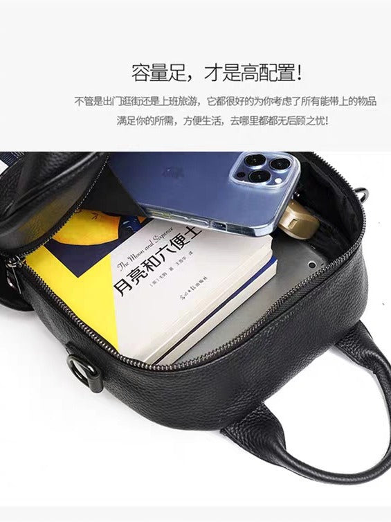 Anti-theft Backpack for Women Genuine Leather Travel Backpack with Fingerprint Unlock Versatile Casual Large Capacity Shoulder Bag