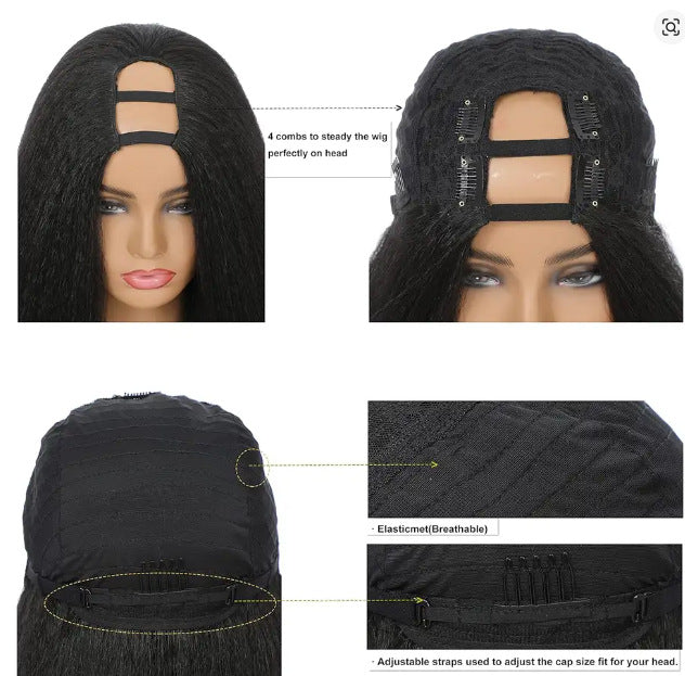 DR2/30BL  Ombre brown black V-part Yaki Straight Wig