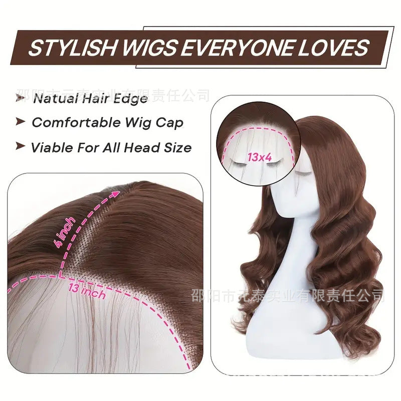 Synthetic Body Wave Chocolate Brown 13X4 Lace Front Wigs