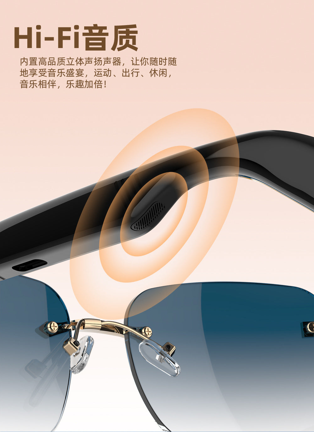 New Fashion Black Technology Smart Bluetooth Glasses UV Protection Call Photo Sunglasses Wireless Headphones Frameless