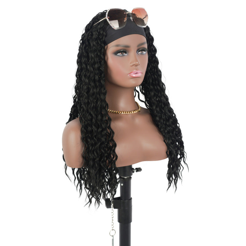 European and American Style Medium-Length Curly Wig Afro Wig wigs Lightweight Synthetic Hair Band with Slight Curl
