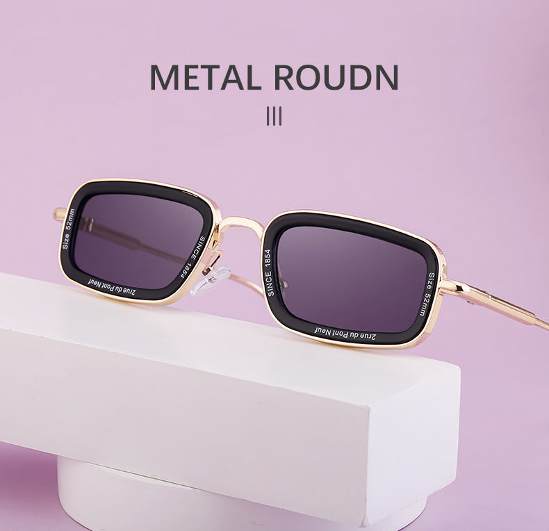 Square Small Frame Sunglasses for Women with Letter Print, Personalized European and American Retro High-End Feel ins Fashion Sunglasses for Women Trendy Glasses