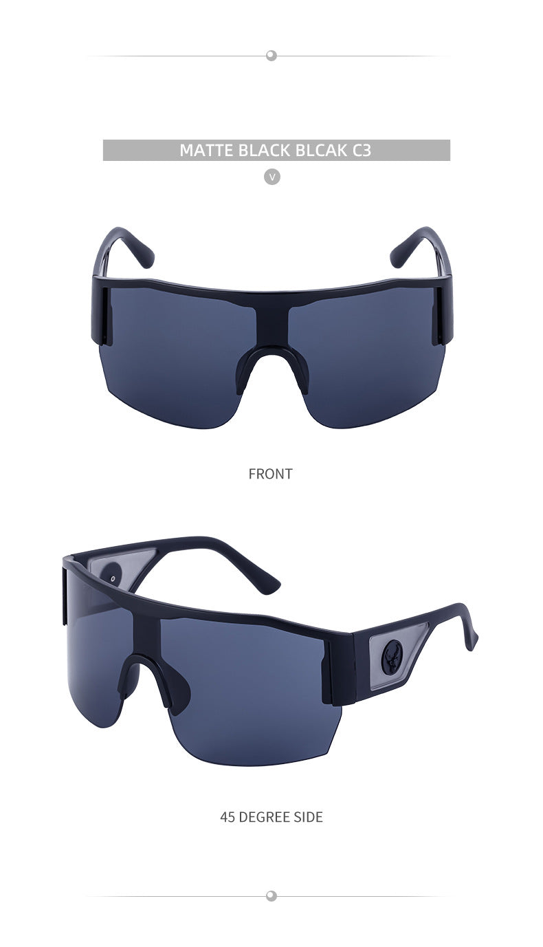 Y2K Millennium Integrated Cycling Sports Sunglasses for Women, European and American Style, Large Frame, Windproof, Half Frame Sunglasses