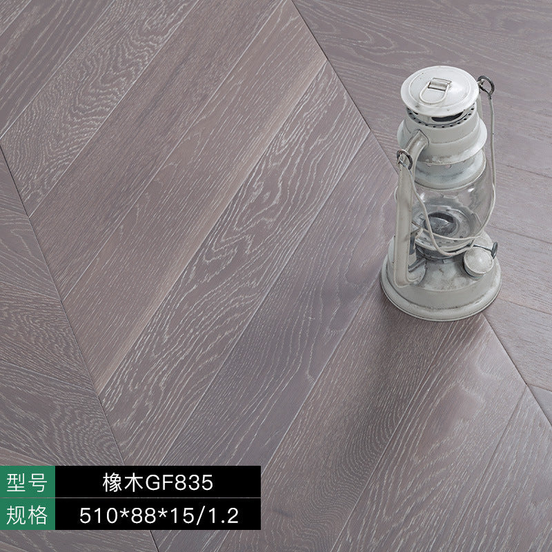 In stock wholesale Door-to-Door Installation Underfloor Heating Locking Rib Core Structure New Three-layer Solid Wood Fishbone Pattern Flooring for Home Use