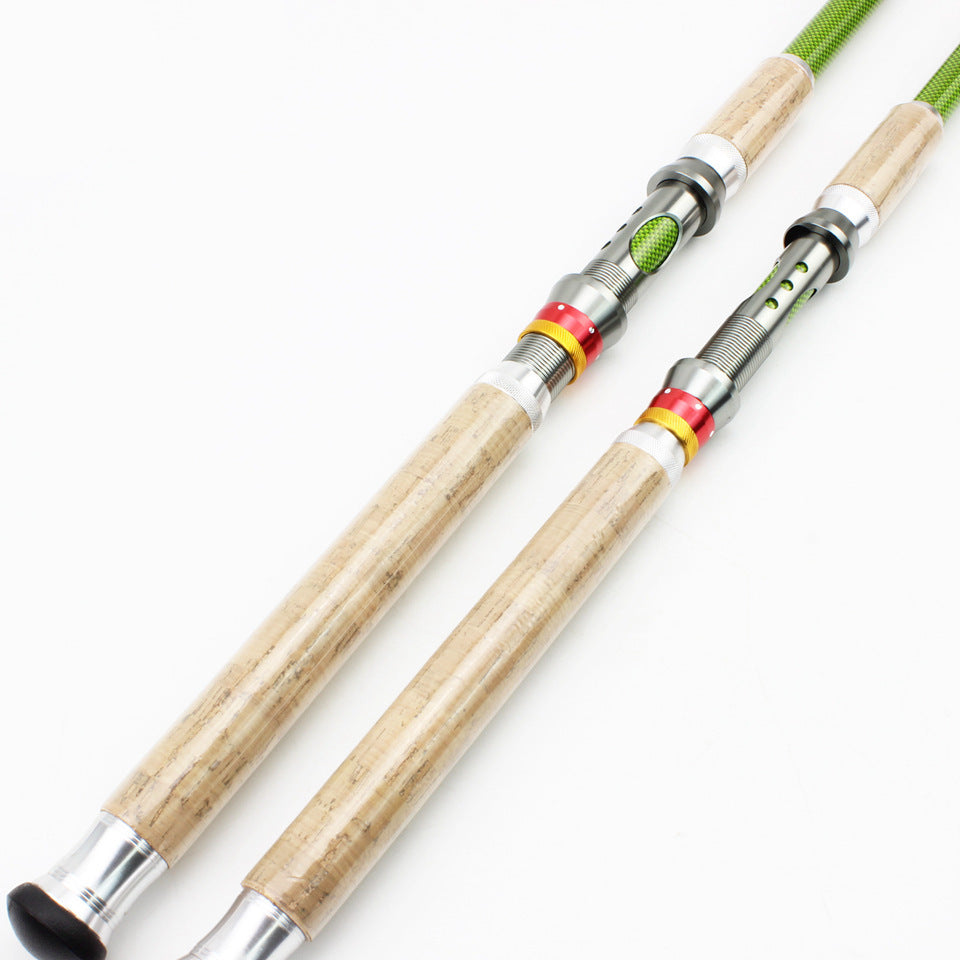 A Long Casting Telescopic Lure Rod with Long Wooden Handle, Sea Rod, Rock Fishing Rod, Carbon Fiber Carp and Bass Rod MH Tune