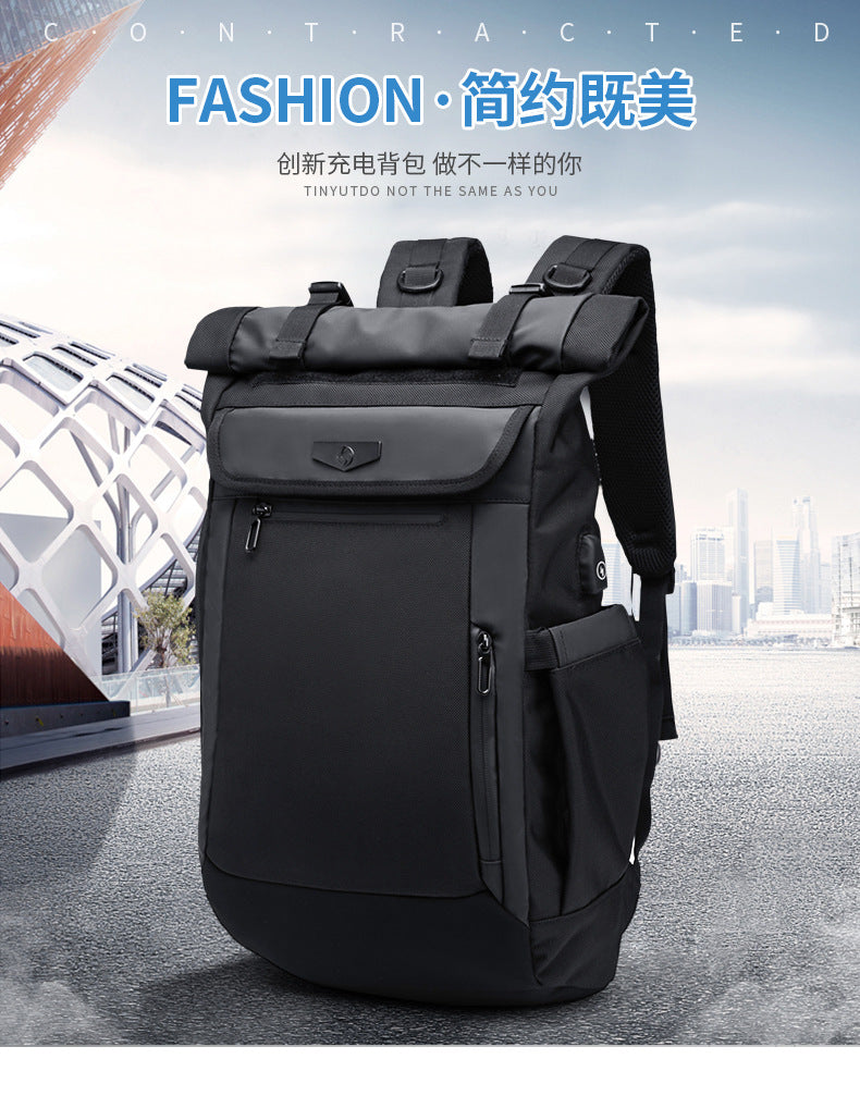 OZUKO Korean Style Student Backpack Double Shoulder Bag Large capacity waterproof laptop bag casual commuting travel bag for men