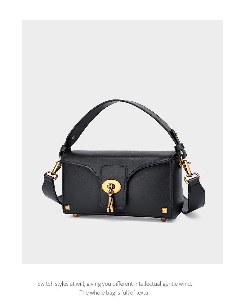 European and American Women's Bag High-End Light Luxury Handbag Niche Versatile Fashion Genuine Leather Crossbody Bag Single Shoulder Underarm Bag for Women