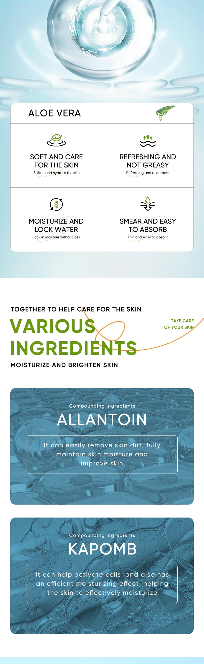 Aloe Vera Gel Aloe Vera Gel300g Large Capacity Hydrating Moisturizing Nourishing Cross-Border Foreign Trade Live Wholesale