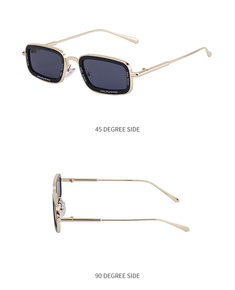 Square Small Frame Sunglasses for Women with Letter Print, Personalized European and American Retro High-End Feel ins Fashion Sunglasses for Women Trendy Glasses