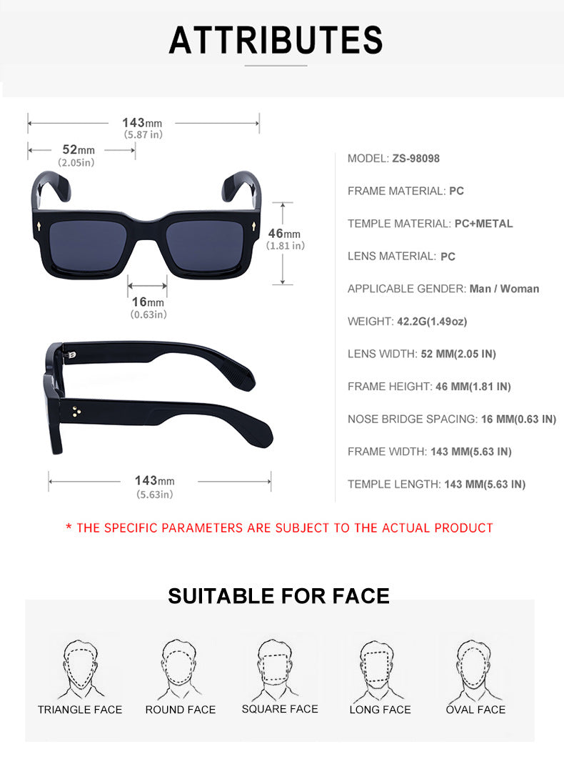 2025New Retro Square Frame Sunglasses for Men High-End European and American Retro Sunglasses Men's Trend sunglasses