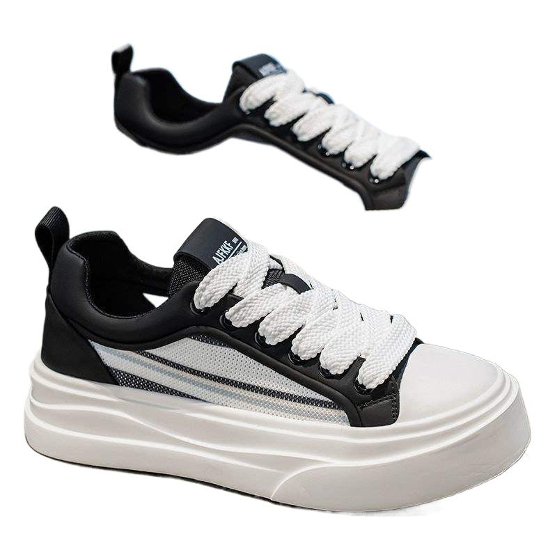 2025Spring Mesh Breathable Flyknit Non-Slip Black Casual Sneakers Men's Trendy Versatile Shoes