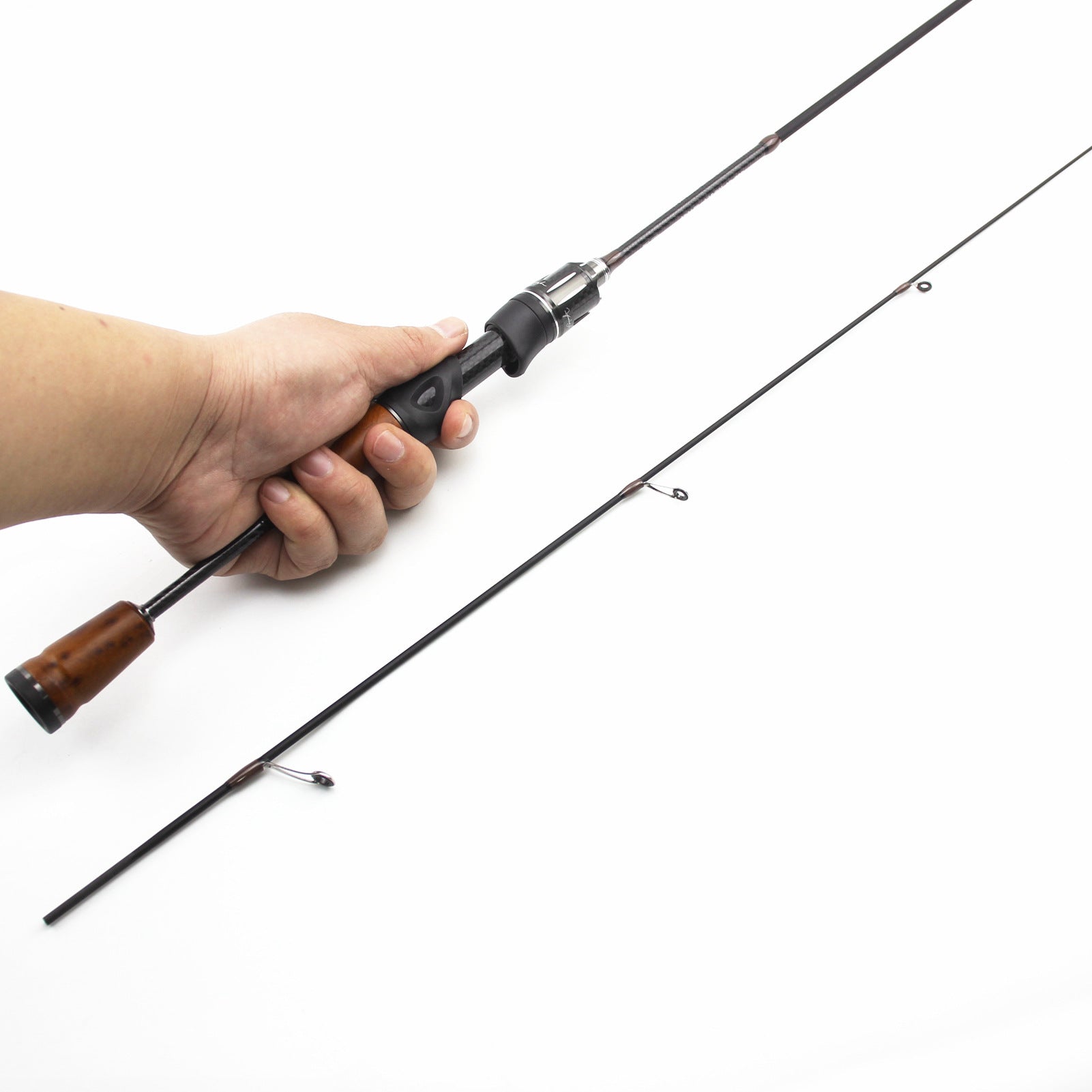 1.39Carbon Fiber UL High-end Lure Fishing Rod with Solid Wood Handle for Bass and Minnow, Straight Handle Gun Handle Rod