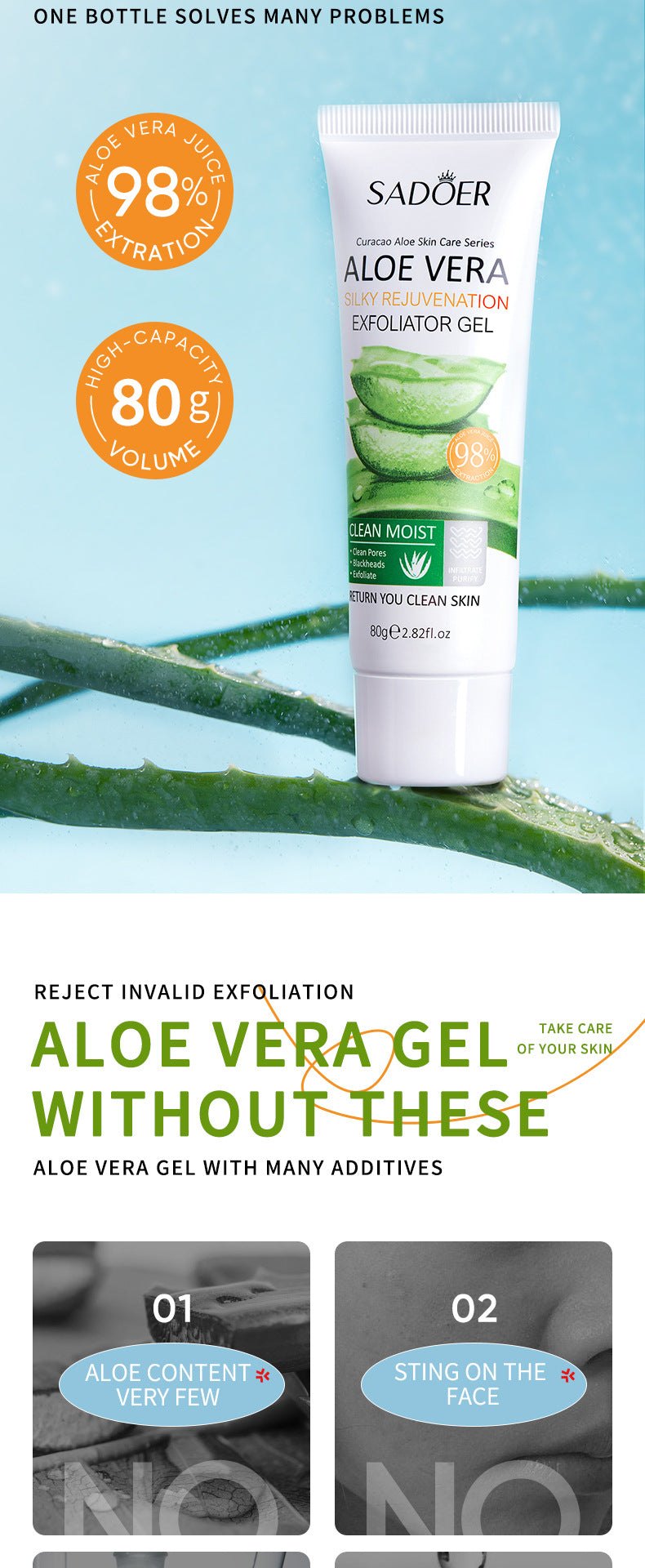 Full English Aloe Vera Skincare Set SADOER Cleansing, hydrating, moisturizing, and nourishing  foreign trade manufacturer wholesale