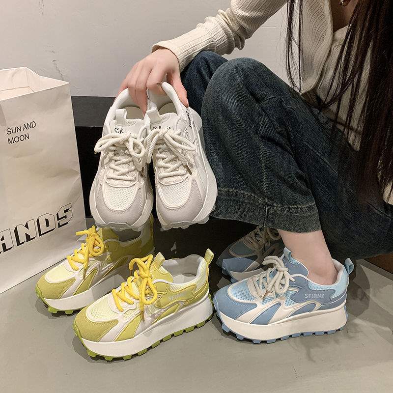 Women's Mesh Forrest Gump Shoes2025New Summer Style Foot-Slimming Versatile Breathable Color-Block Casual Dad Sneakers