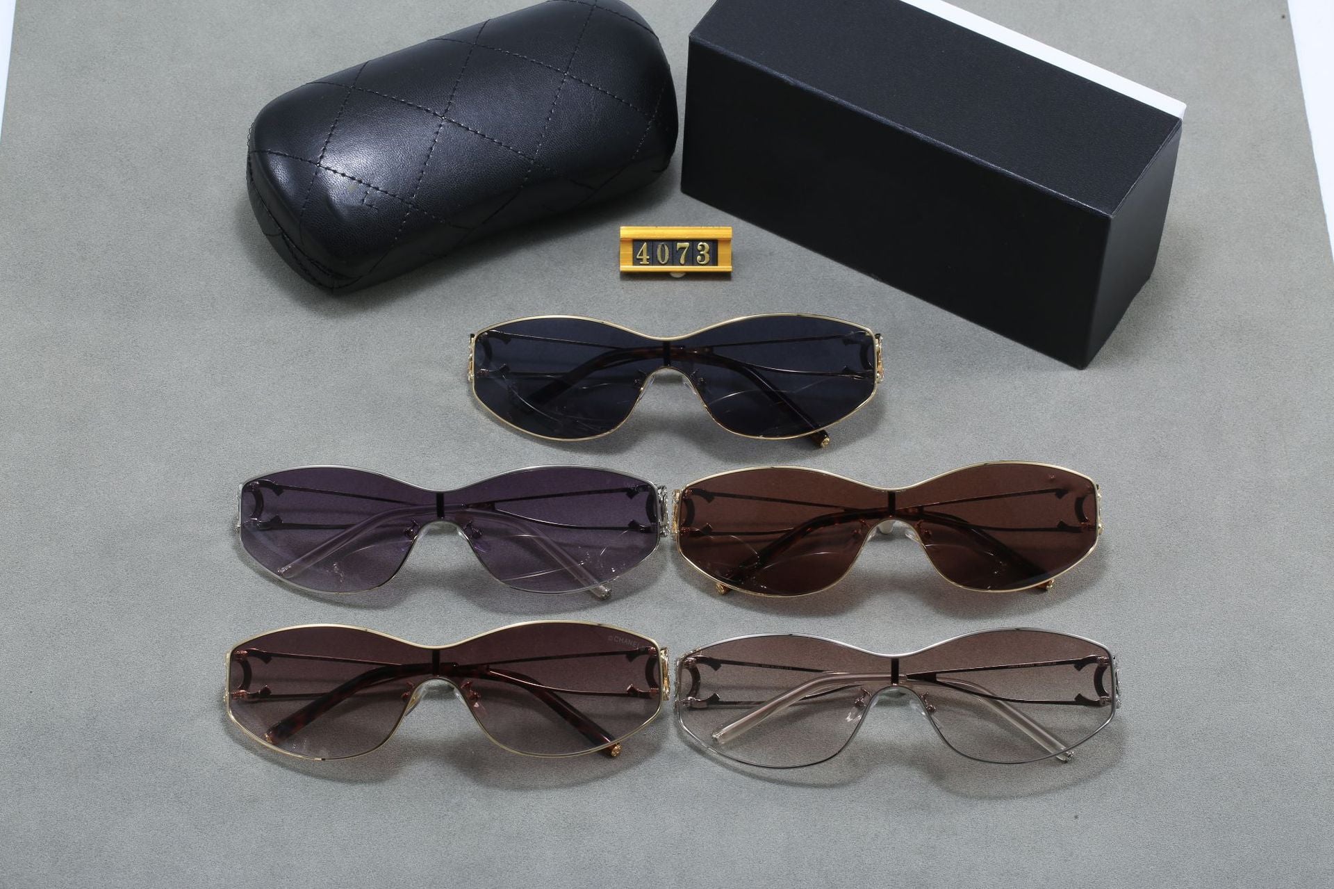 Chanel Style European and American One-Piece y2k Spicy Girl Water silver Sunglasses for Women Trendy High-end Sense Pointed Diamond Retro Hong Kong Style Sunglasses