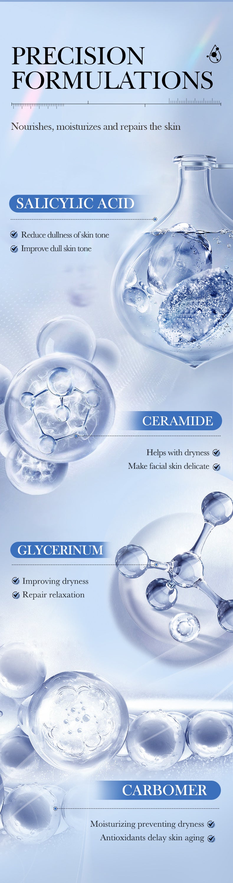 BIOAOUA Ceramide Salicylic Acid Cleansing Gel Cleansing facial cleanser  foreign trade wholesale