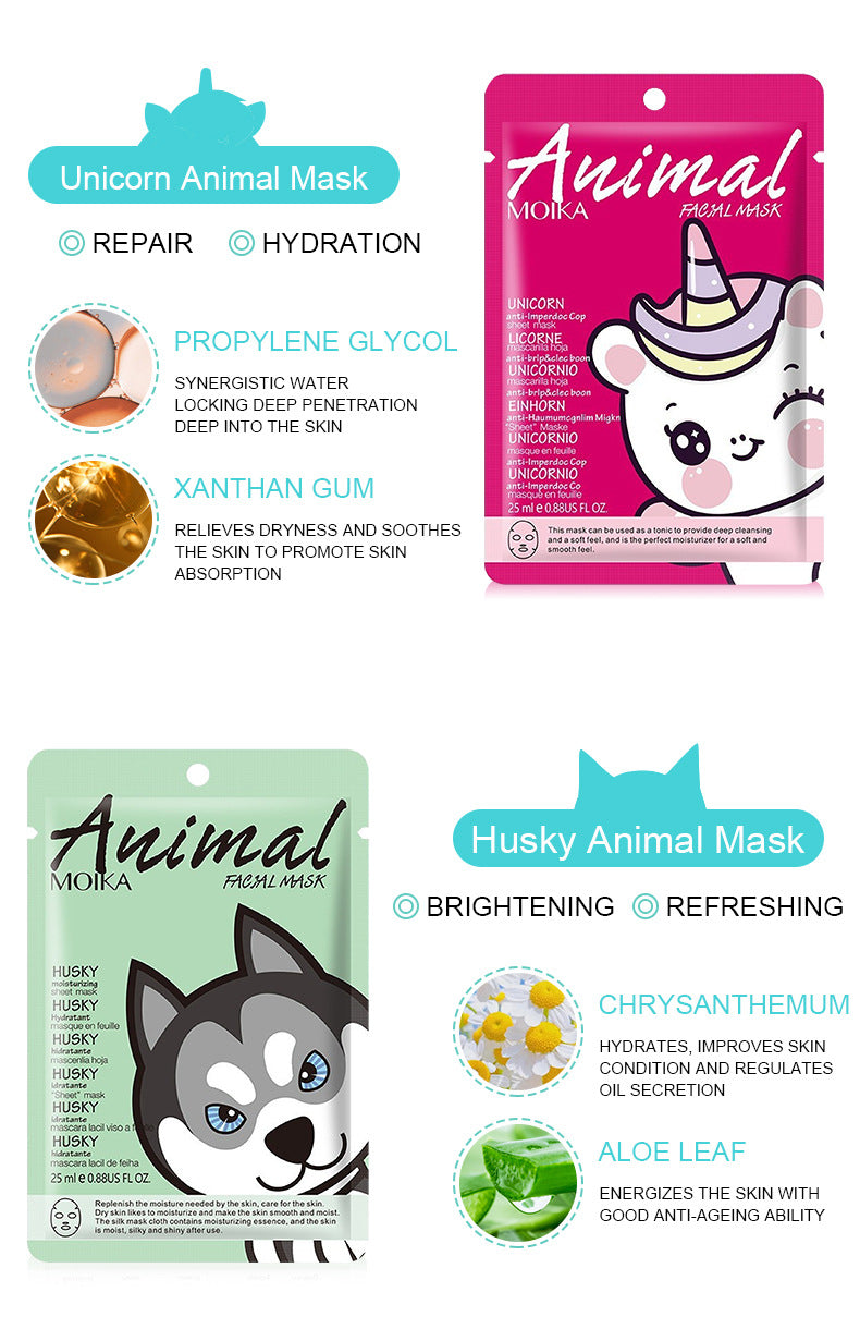 Cartoon Animal Mask Wholesale Full Single Piece Pack Firming Hydrating Moisturizing Brightening