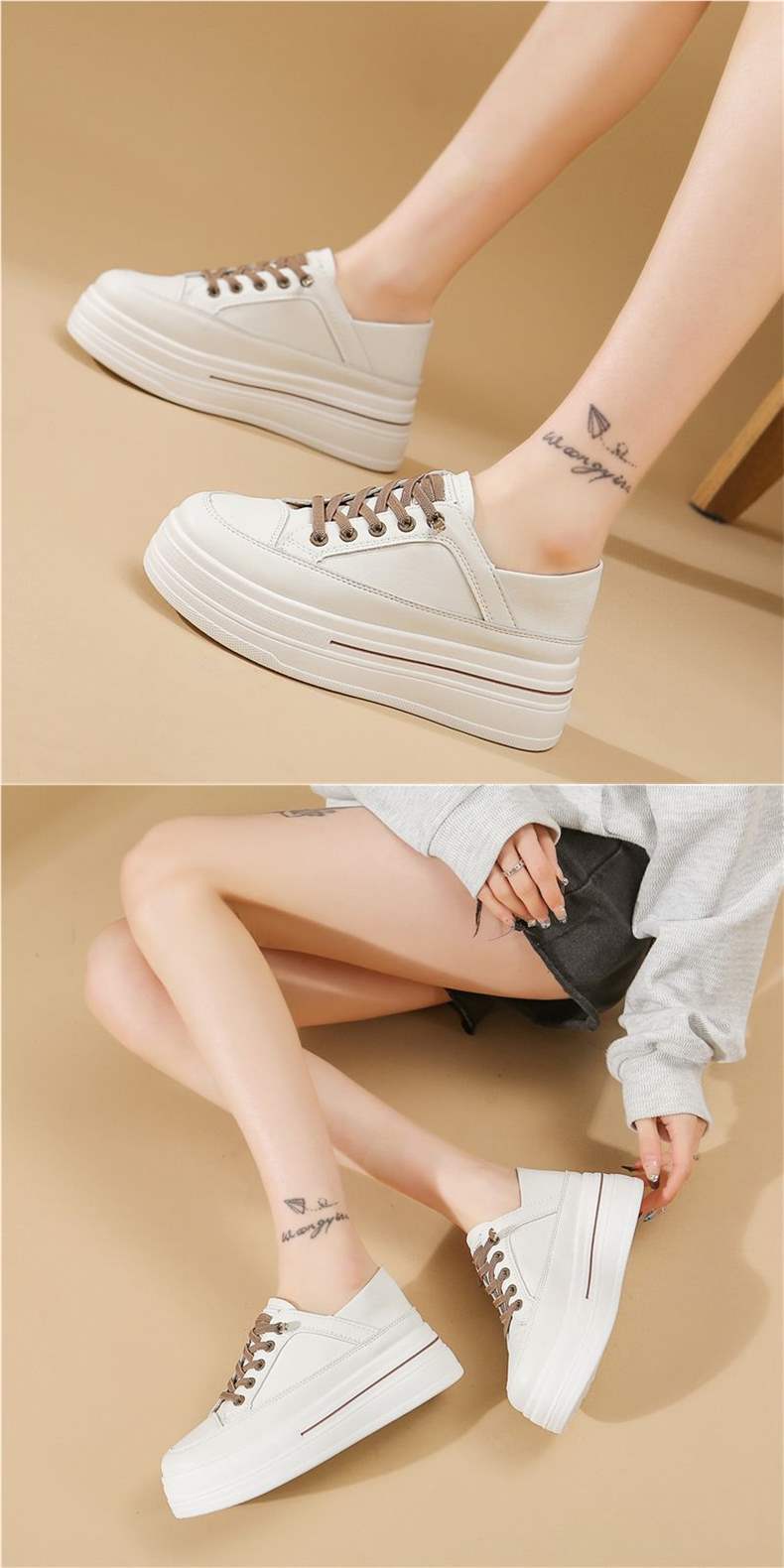 Women's Thick-Soled Height-Increasing White Sneakers for Spring and Autumn2025Summer New Hot-Selling Versatile Casual Slip-On Sneakers