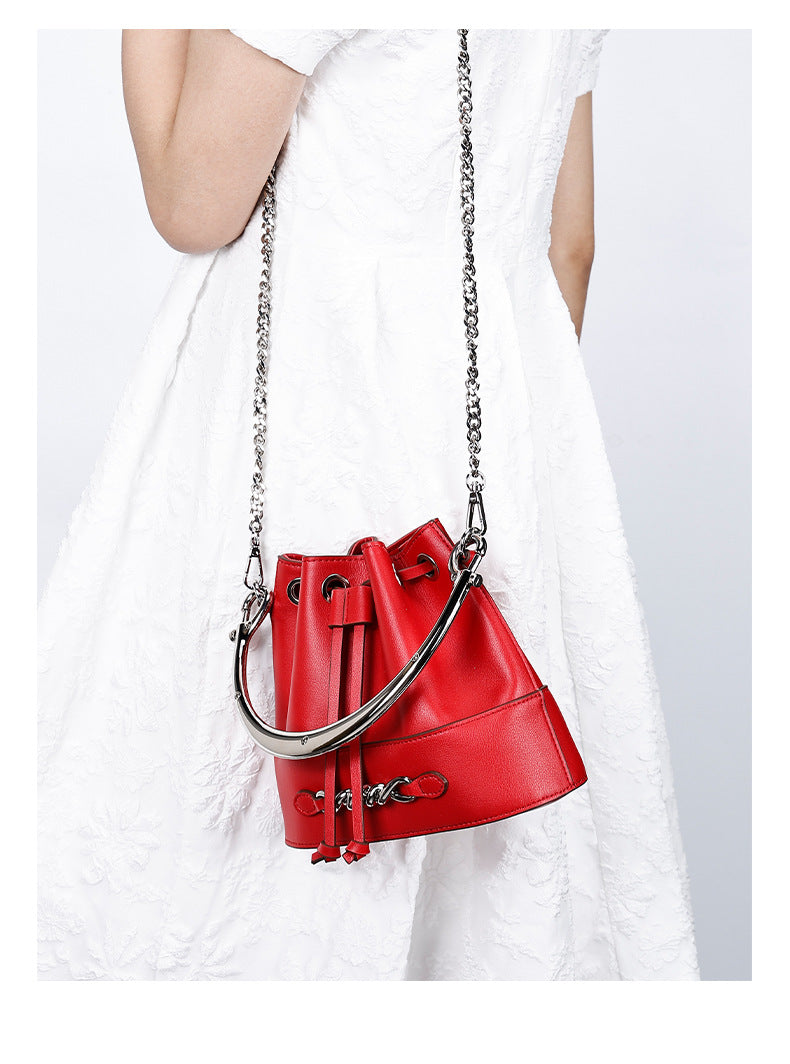 European and American Style Bucket Bag High-Quality Texture Fashion Women's Bag Drawstring Handbag Niche Versatile Shoulder Crossbody Bag for Women