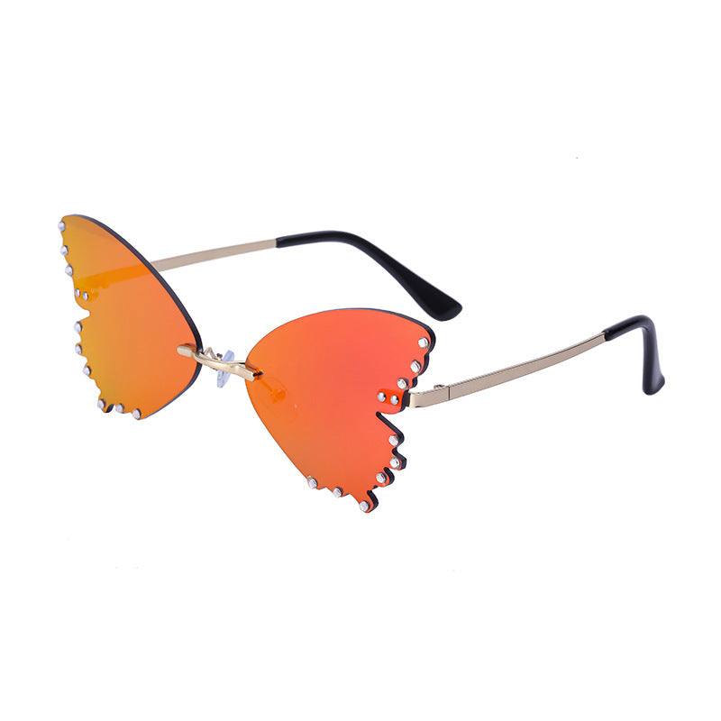 New Style Sunglasses for Women with Rhinestones Butterfly Sunglasses Trendy Personality Halloween Party Quirky Cool Glasses